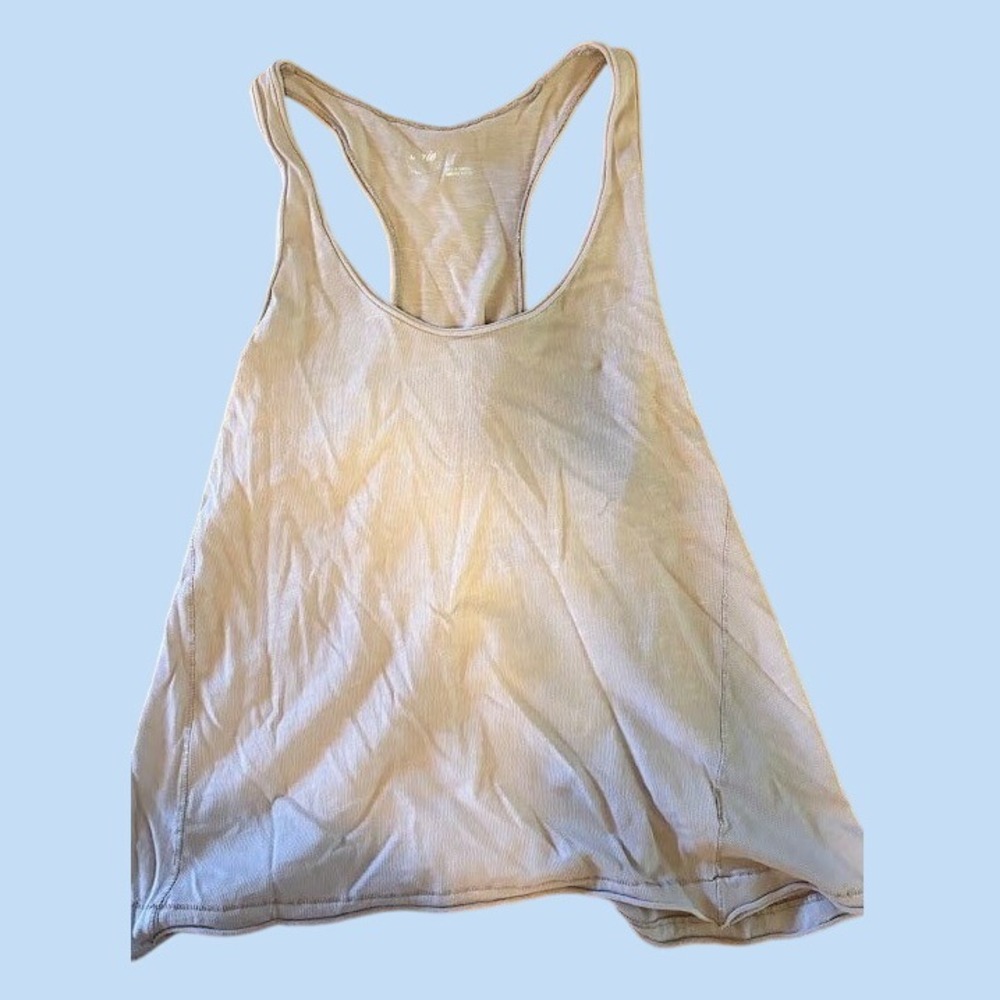 Aerie Womens Racerback Tank Top Tan Scoop Neck Activewear Size S AB00843